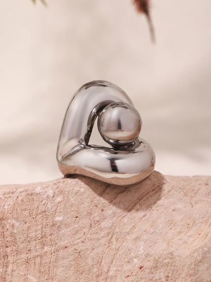 316L Stainless Steel 18K Gold PVD Two-Tone Ring - elegant lifestyle look