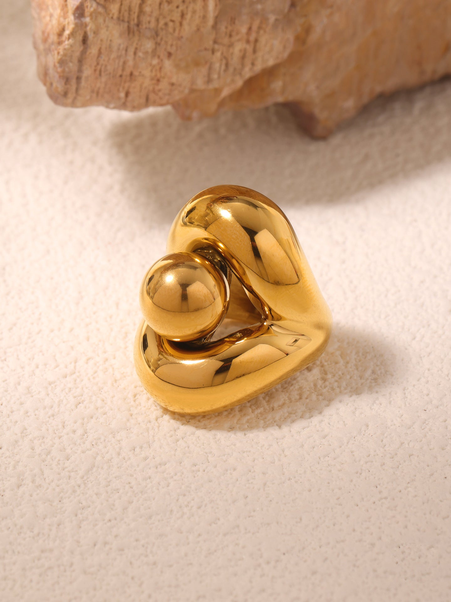 316L Stainless Steel 18K Gold PVD Two-Tone Ring - elegant lifestyle look