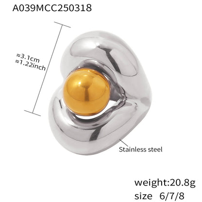 316L Stainless Steel 18K Gold PVD Two-Tone Ring - exquisite craftsmanship detail