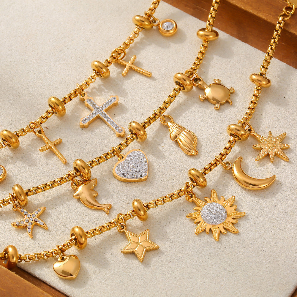 316L Stainless Steel 18K Gold PVD Vintage Box Chain Bracelet - luxury texture close up