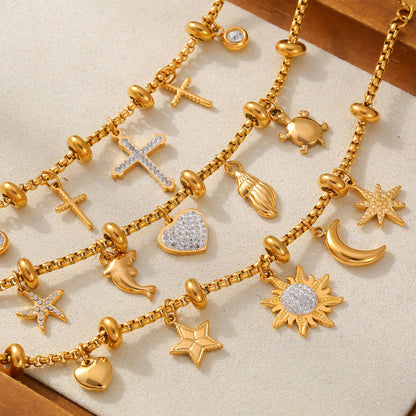 316L Stainless Steel 18K Gold PVD Vintage Box Chain Bracelet - luxury texture close up