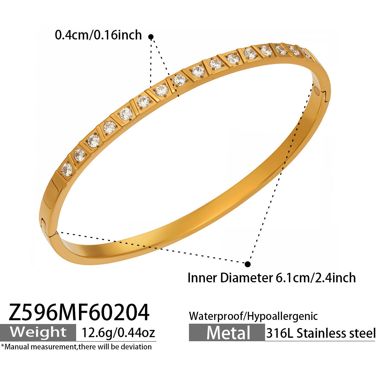 316L stainless steel 18K Gold PVD Waterproof Minimalist Open Bangle modeled styling view for wholesale bangle buyers