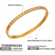 316L stainless steel 18K Gold PVD Waterproof Minimalist Open Bangle modeled styling view for wholesale bangle buyers