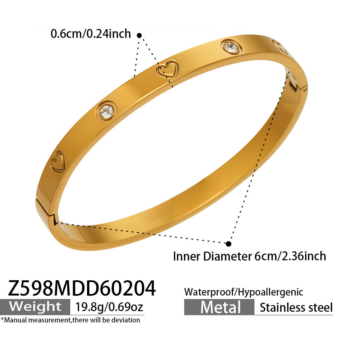 316L Stainless Steel 18K Gold PVD Waterproof Minimalist Open Bangle - sophisticated side angle