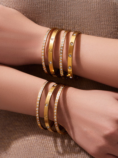 316L Stainless Steel 18K Gold PVD Waterproof Minimalist Open Bangle - exquisite craftsmanship detail