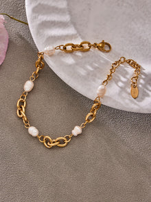 Back view of 316L stainless steel 18K gold PVD zircon bear bracelet, secure lobster clasp closure
