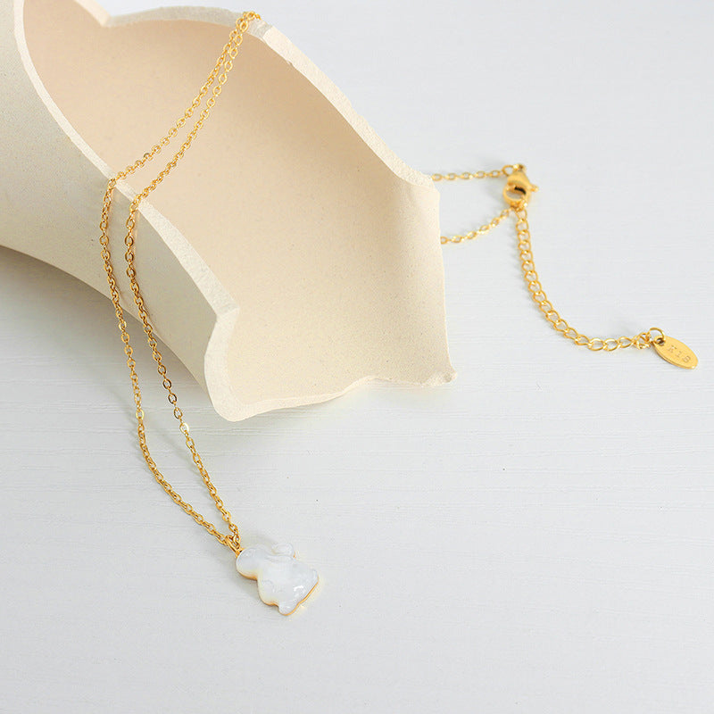 316L Stainless Steel 18K Gold PVD Plated Rabbit Pendant Necklace - luxury texture close up