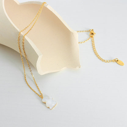 316L Stainless Steel 18K Gold PVD Plated Rabbit Pendant Necklace - luxury texture close up