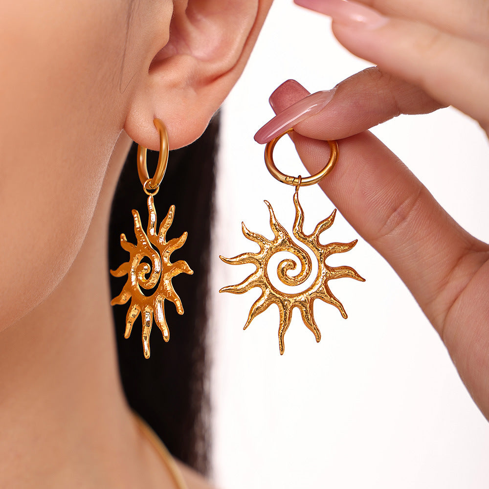 316L Stainless Steel 18K Gold Spiral Sun Jewelry Set - exquisite craftsmanship detail