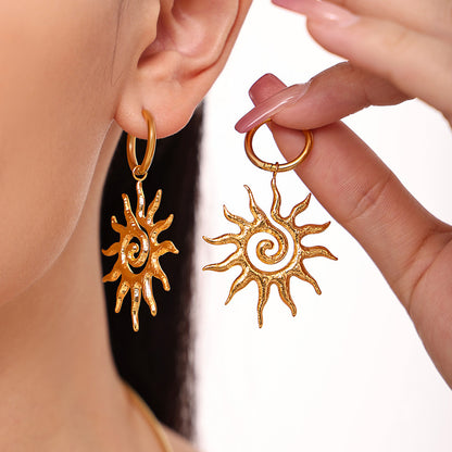 316L Stainless Steel 18K Gold Spiral Sun Jewelry Set - exquisite craftsmanship detail