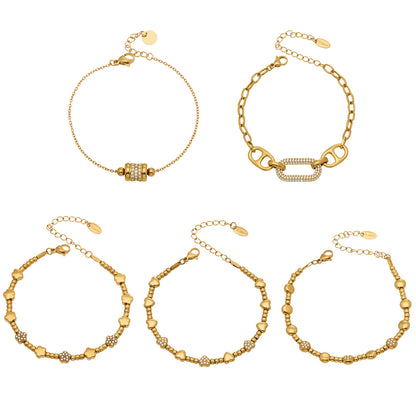 316L Stainless Steel 18K Gold PVD Star Bead Bracelet collection, waterproof wholesale tarnish-free jewelry