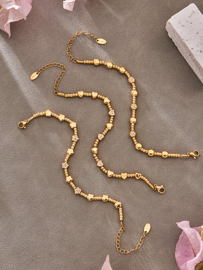 316L Stainless Steel 18K Gold PVD star bead bracelet, gold finish, waterproof wholesale