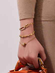 316L Stainless Steel 18K Gold PVD star bead bracelet line drawing, waterproof jewelry dimensions