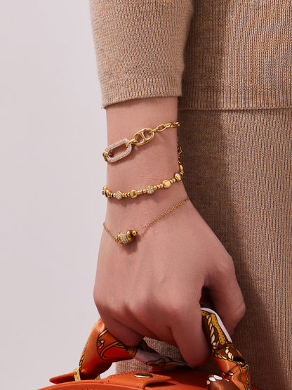 316L Stainless Steel 18K Gold PVD star bead bracelet line drawing, waterproof jewelry dimensions