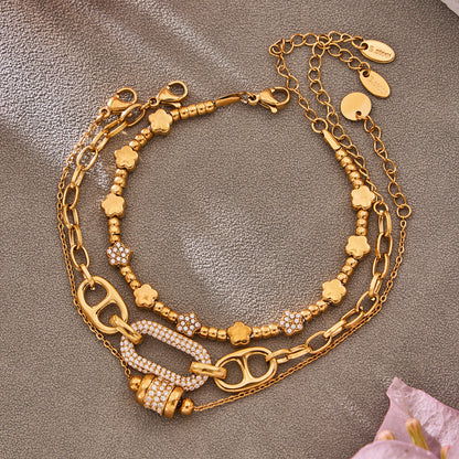 316L Stainless Steel 18K Gold PVD star bead bracelet, waterproof wholesale jewelry details