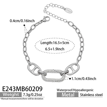 316L Stainless Steel star bead bracelet, steel finish with 18K gold PVD accents, waterproof