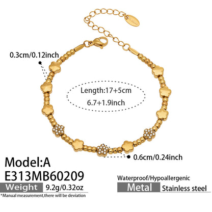 316L Stainless Steel 18K Gold PVD star bead bracelet lock detail, tarnish-free waterproof