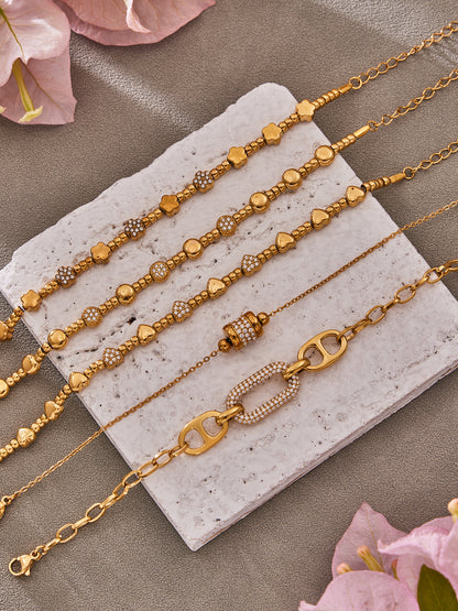 316L Stainless Steel 18K Gold PVD star bead bracelet with Miduoduo Jewelry tag, wholesale waterproof