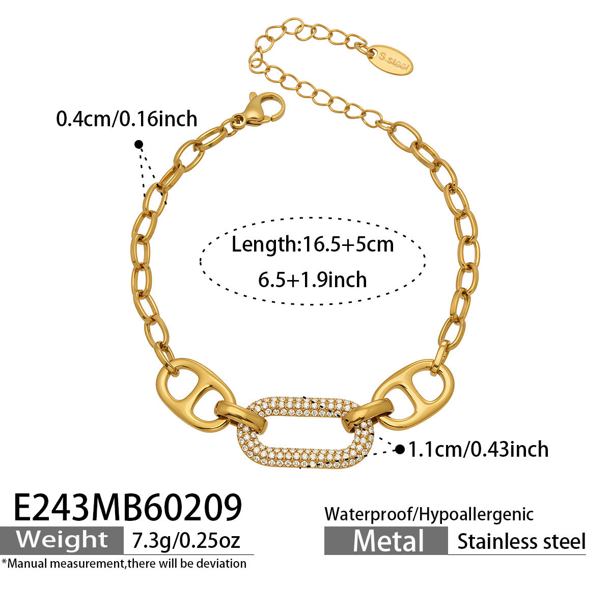 316L Stainless Steel 18K Gold PVD Plated Star Bead Bracelet - luxury texture close up