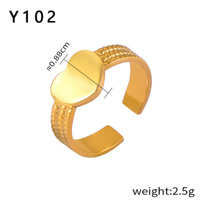 316L Stainless Steel 18K Gold PVD Plated Vintage Geometric Open Ring - luxury texture close up
