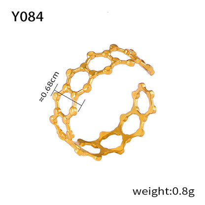 316L Stainless Steel 18K Gold PVD Plated Vintage Geometric Open Ring - exquisite craftsmanship detail