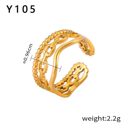 316L Stainless Steel 18K Gold PVD Plated Vintage Geometric Open Ring - exquisite craftsmanship detail