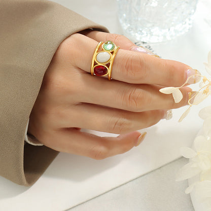 316L Stainless Steel 18K Gold PVD Plated Vintage Geometric Ring - exquisite craftsmanship detail