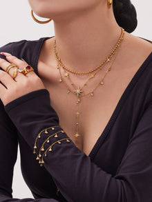 316L Stainless Steel 18K Gold PVD Plated Zircon Star Layered Jewelry Set - premium jewelry aesthetic