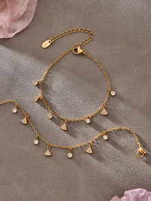316L Stainless Steel 18K Gold PVD Plated Zircon Star Layered Jewelry Set - luxury texture close up
