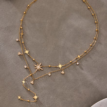 316L Stainless Steel 18K Gold PVD Plated Zircon Star Layered Jewelry Set - elegant lifestyle look