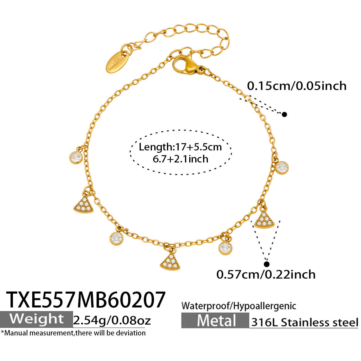 316L Stainless Steel 18K Gold PVD Plated Zircon Star Layered Jewelry Set - luxury texture close up