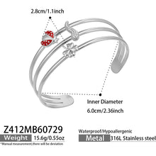 Polished steel chili pepper cuff bracelet dimensions and product specification guide