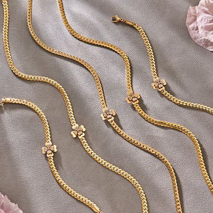 316L Stainless Steel CZ Double Layer Floral Jewelry Set - front view showcase