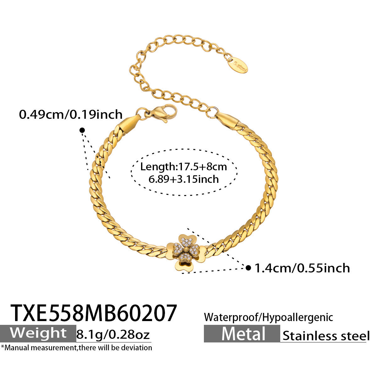 316L Stainless Steel CZ Double Layer Floral Jewelry Set - front view showcase