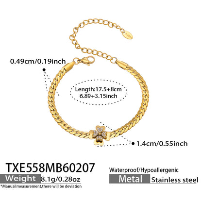 316L Stainless Steel CZ Double Layer Floral Jewelry Set - front view showcase