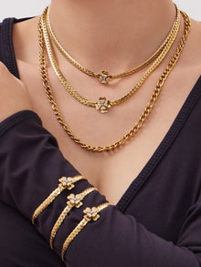 316L Stainless Steel CZ Double Layer Floral Jewelry Set - exquisite craftsmanship detail