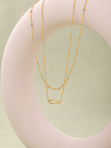316L Stainless Steel CZ Layered Paperclip Jewelry Set - sophisticated side angle