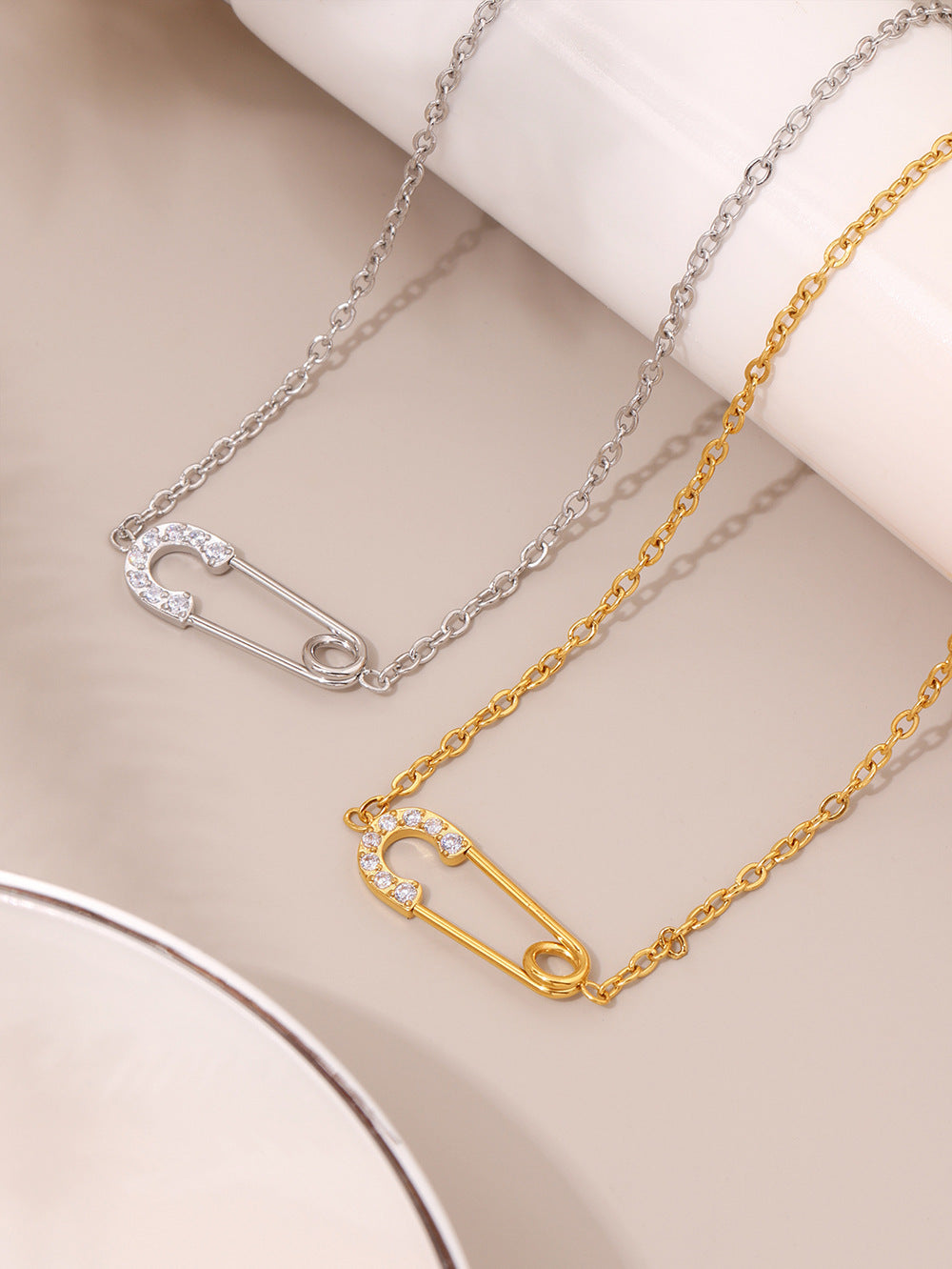 316L Stainless Steel CZ Layered Paperclip Jewelry Set - premium jewelry aesthetic