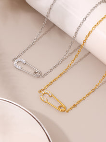 316L Stainless Steel CZ Layered Paperclip Jewelry Set - premium jewelry aesthetic