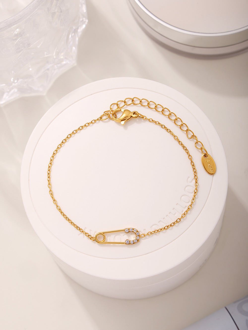 316L Stainless Steel CZ Layered Paperclip Jewelry Set - sophisticated side angle