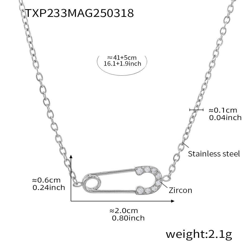 316L Stainless Steel CZ Layered Paperclip Jewelry Set - exquisite craftsmanship detail