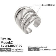 Steel tone 316L stainless steel hollow multi-band open ring measurement details
