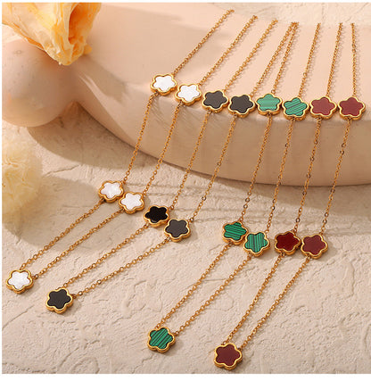 316L Stainless Steel Inlaid White Shell & Turquoise Vintage Geometric Floral Jewelry Set - elegant lifestyle look