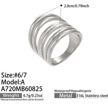 Steel tone 316L stainless steel irregular open ring style and size details