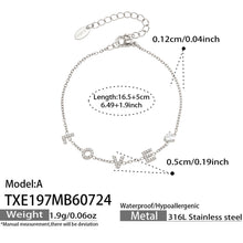 MiduoduoJewelry polished steel LOVE letter zircon bracelet dimensions and specification guide