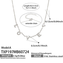 MiduoduoJewelry polished steel LOVE letter zircon necklace chain length and specification guide