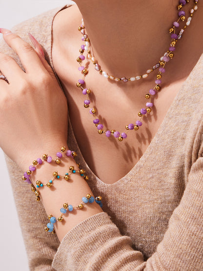 316L Stainless Steel Natural Stone Faceted Crystal Jewelry Set - exquisite craftsmanship detail