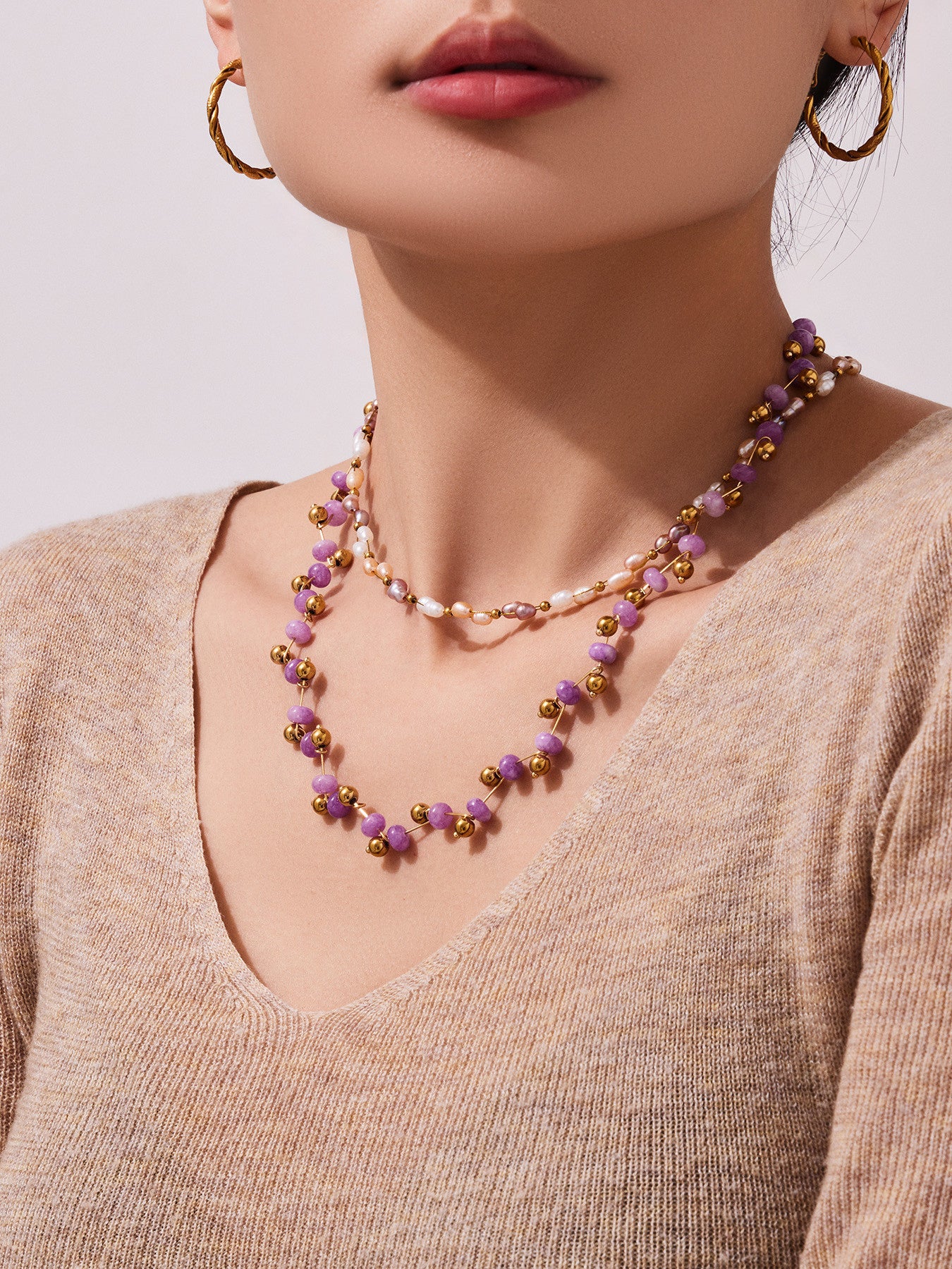 316L Stainless Steel Natural Stone Faceted Crystal Jewelry Set - premium jewelry aesthetic