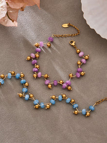 316L Stainless Steel Natural Stone Faceted Crystal Jewelry Set - front view showcase