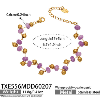 316L Stainless Steel Natural Stone Faceted Crystal Jewelry Set - luxury texture close up